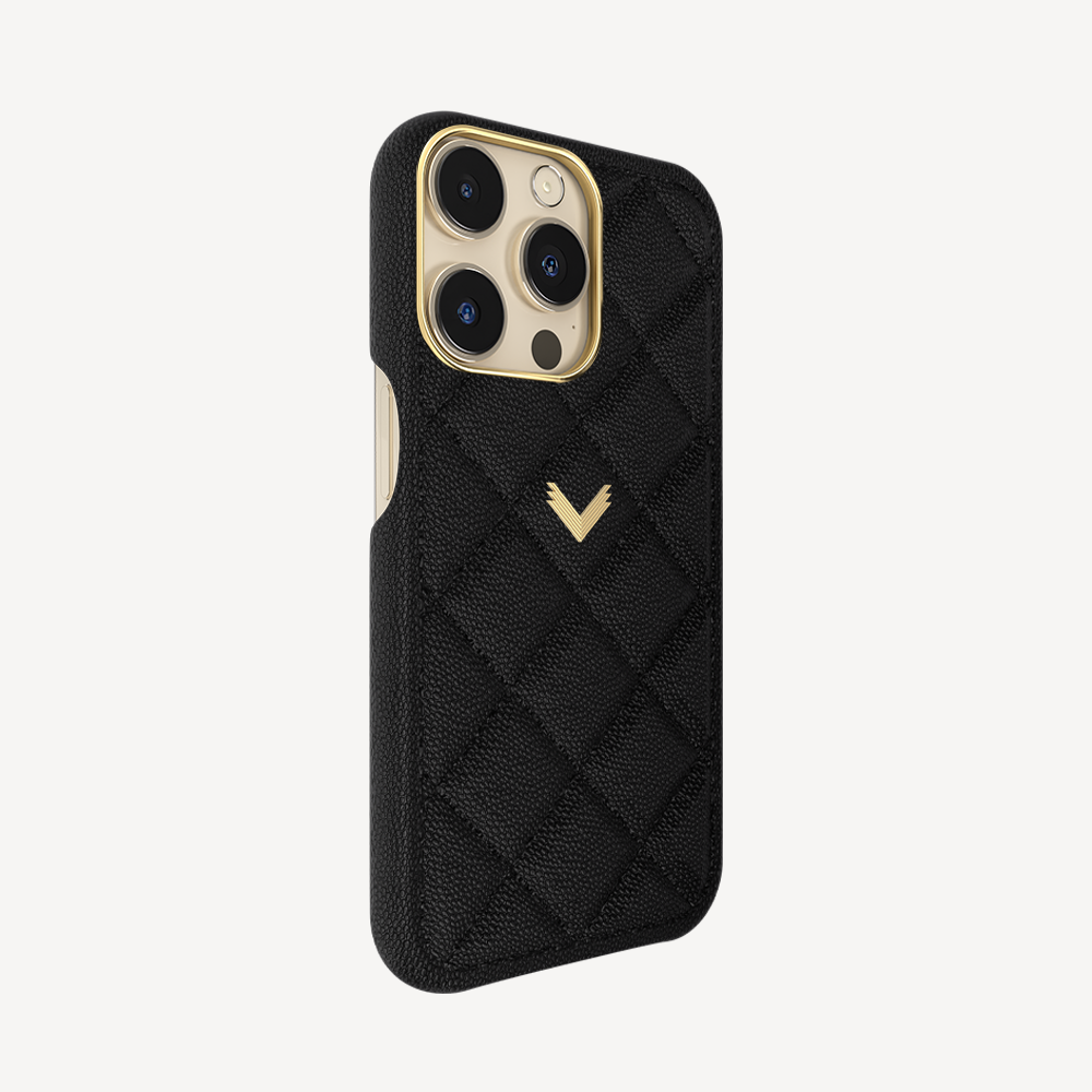 iPhone 14 Pro Max Case, Calf Leather, Caviar Texture