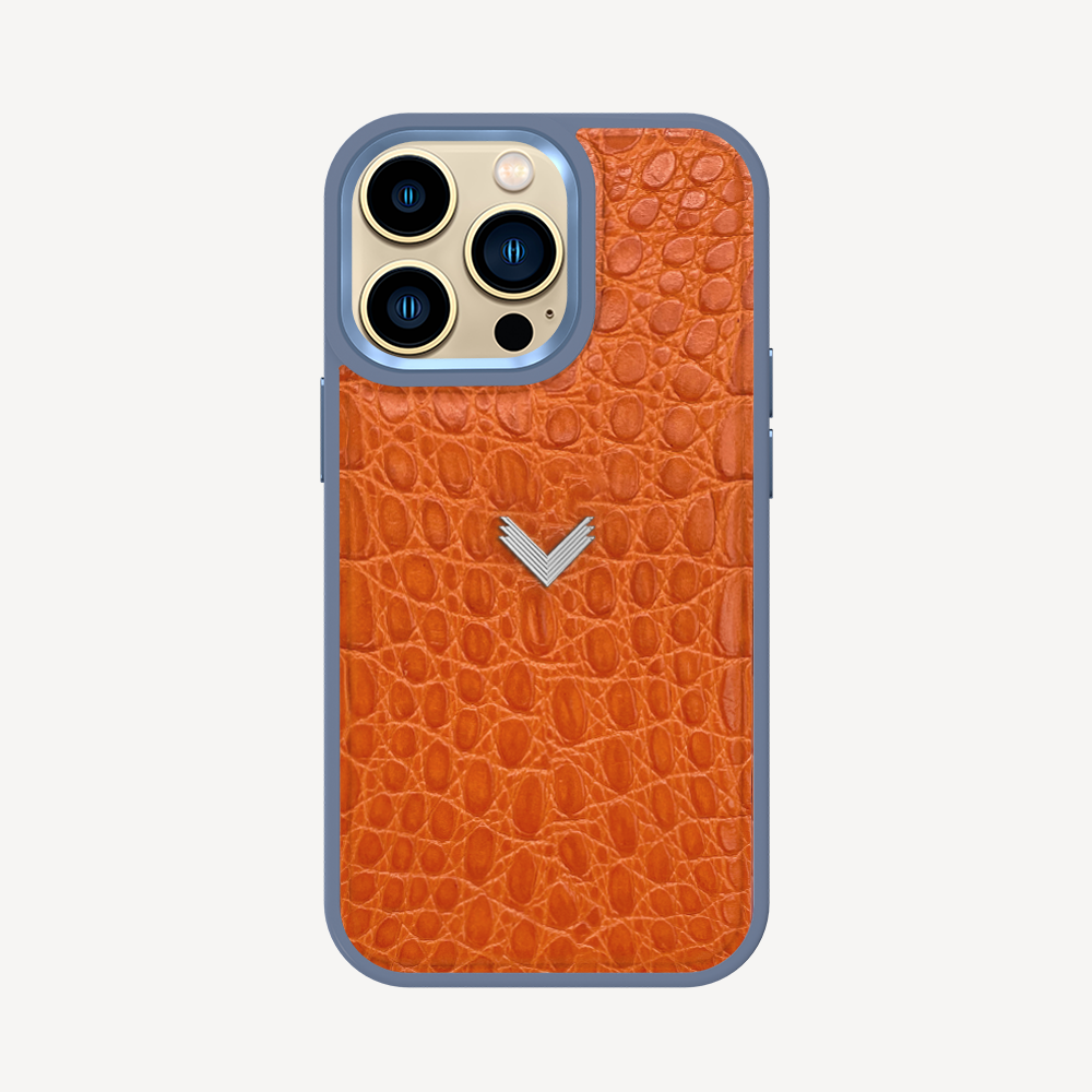 iPhone 14 Pro Max Phone Case, Calf Leather, Crocodile Texture