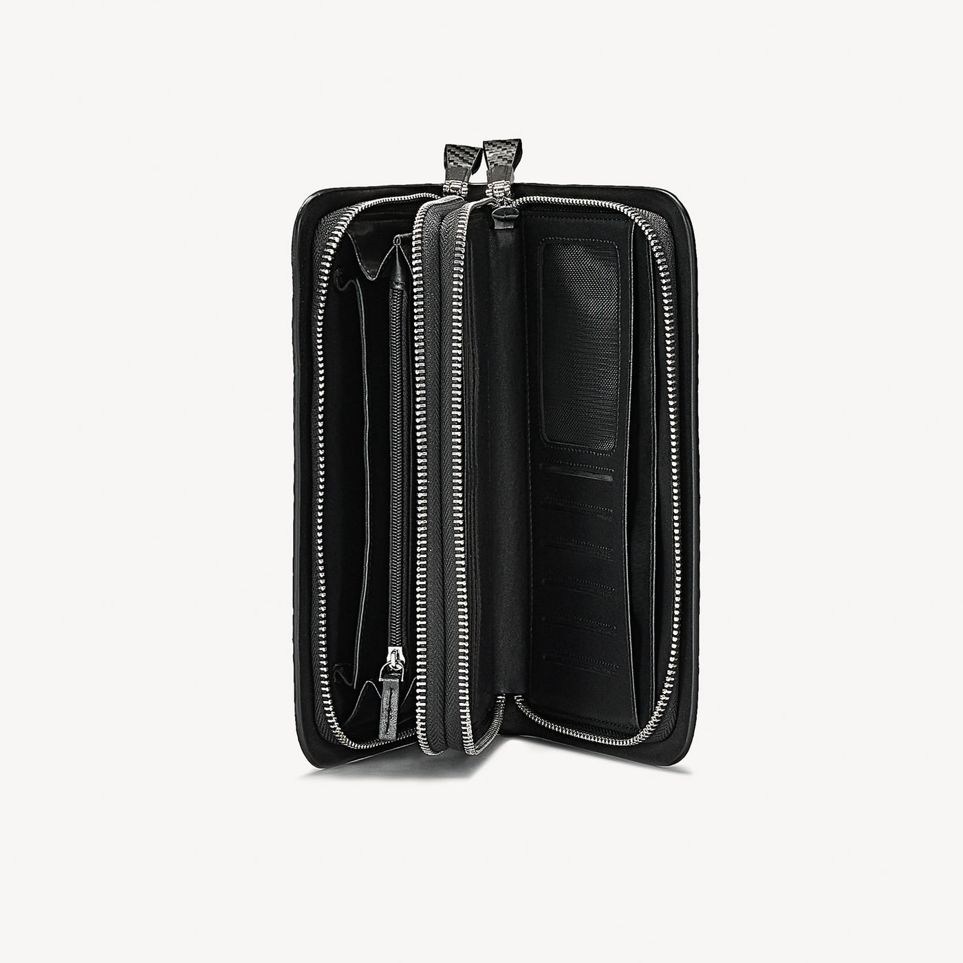 Zipper Wallet, Carbon, Calf Leather