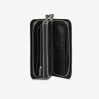 Zipper Wallet, Carbon, Calf Leather
