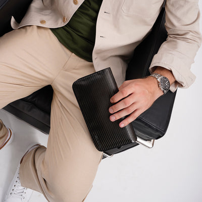Zipper Wallet, Carbon, Calf Leather