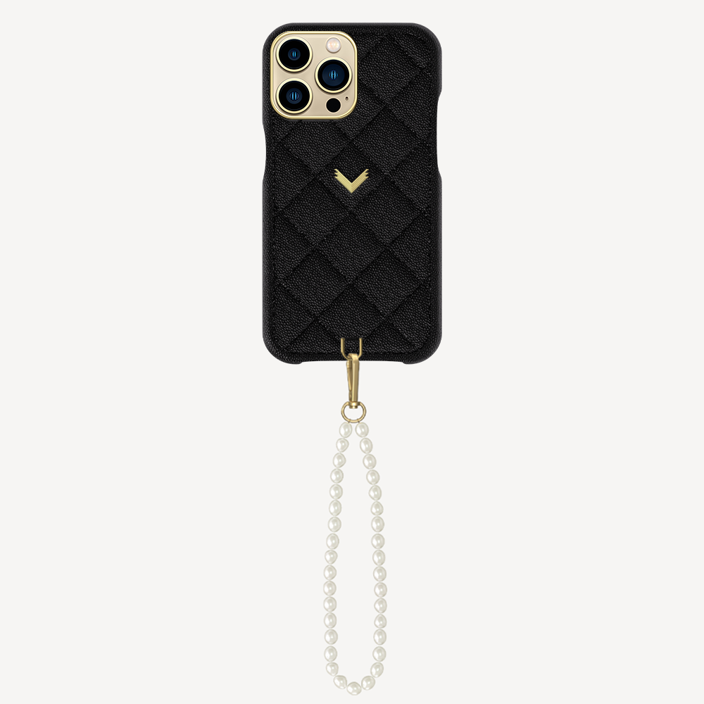 iPhone 14 Pro Max Phone Case, Calf Leather, Caviar Texture