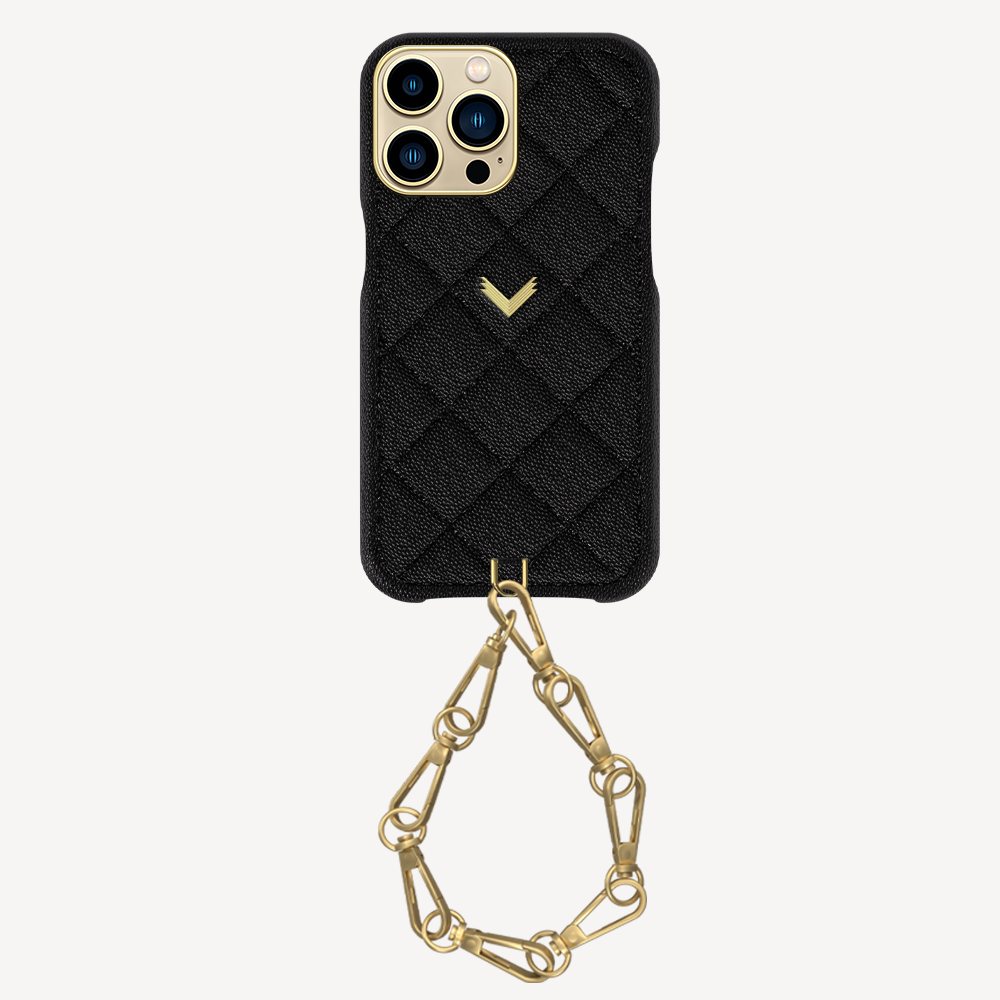 iPhone 14 Pro Max Phone Case, Calf Leather, Caviar Texture