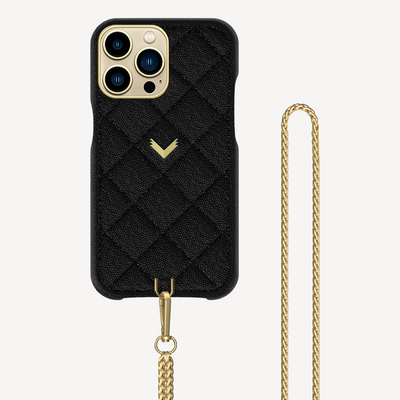 iPhone 14 Pro Max Phone Case, Calf Leather, Caviar Texture
