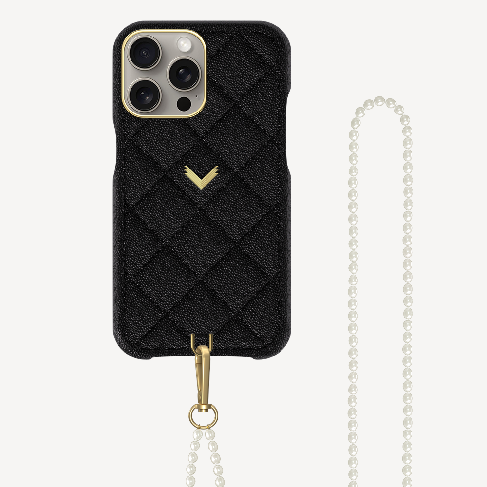 iPhone 15 Pro Max Phone Case, Calf Leather, Caviar Texture