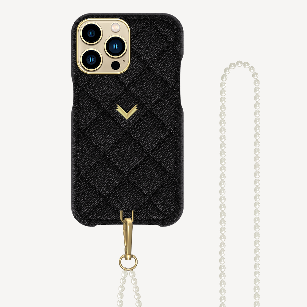 iPhone 14 Pro Max Phone Case, Calf Leather, Caviar Texture