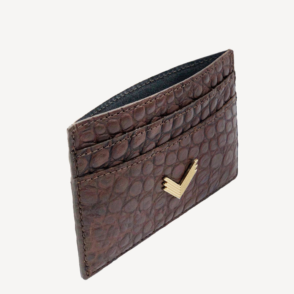 Card Holder, Calf Leather, Crocodile Texture