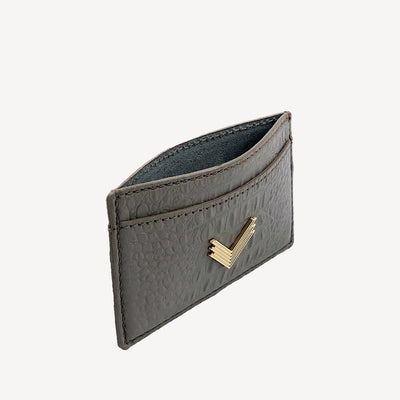 Mini Card Holder, Calf Leather, Alligator Texture