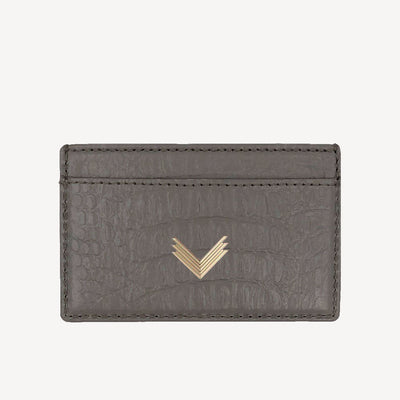 Mini Card Holder, Calf Leather, Alligator Texture