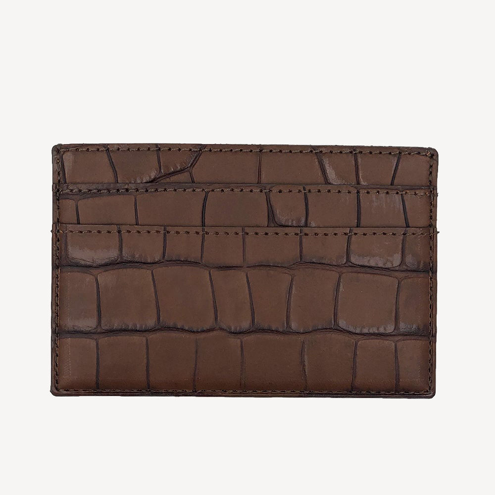 Card Holder, Calf Leather, Crocodile Texture