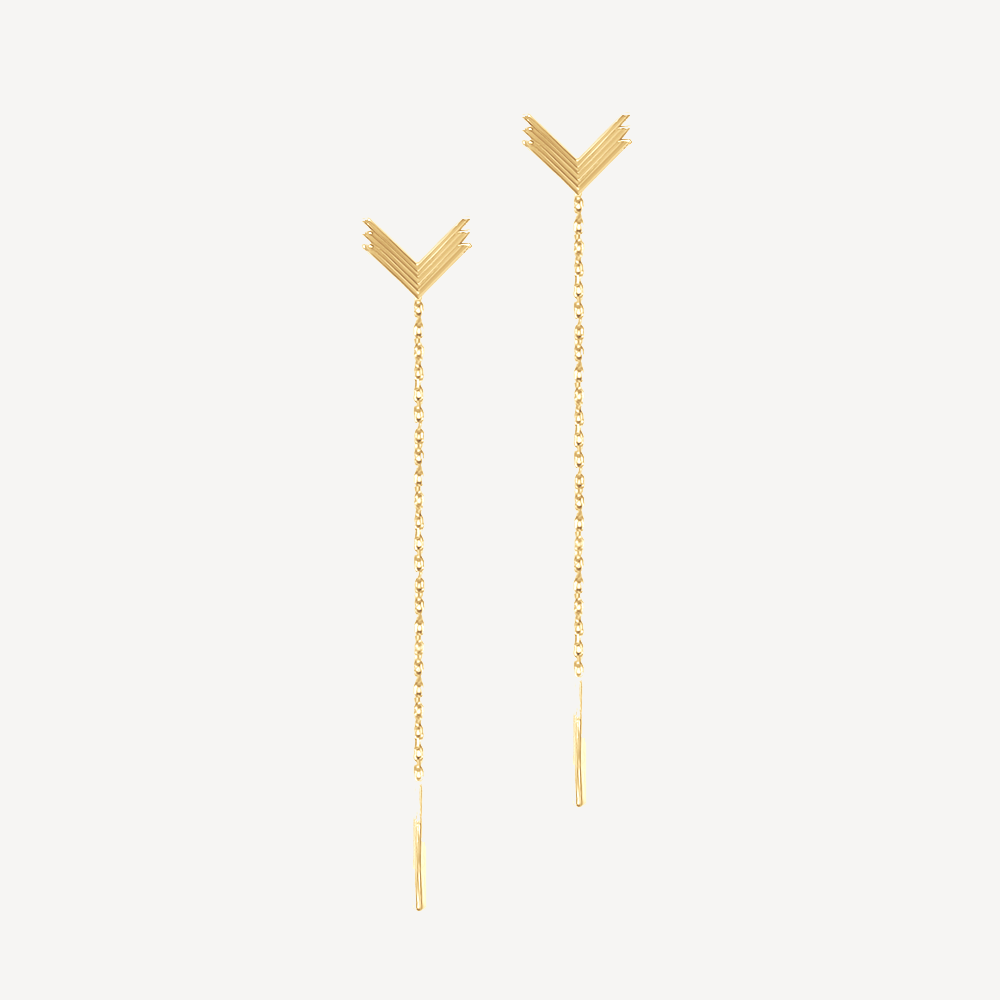 VLogo Earrings, 14K Yellow Gold