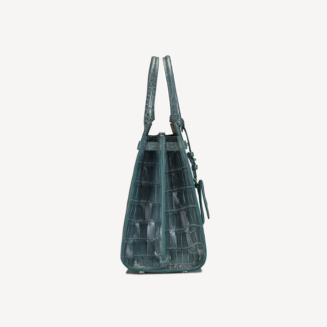 Bag, Crocodile Leather, VLogo 14K White Gold