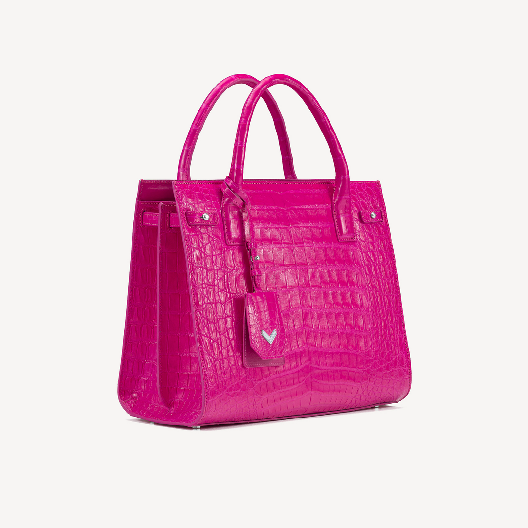 Bag, Crocodile Leather, VLogo 14K White Gold with 15 Diamonds