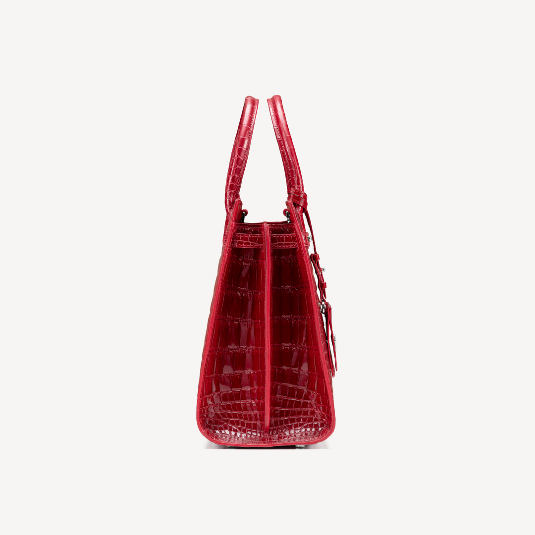 Bag, Crocodile Leather, 14K White Gold VLogo with 15 Diamonds