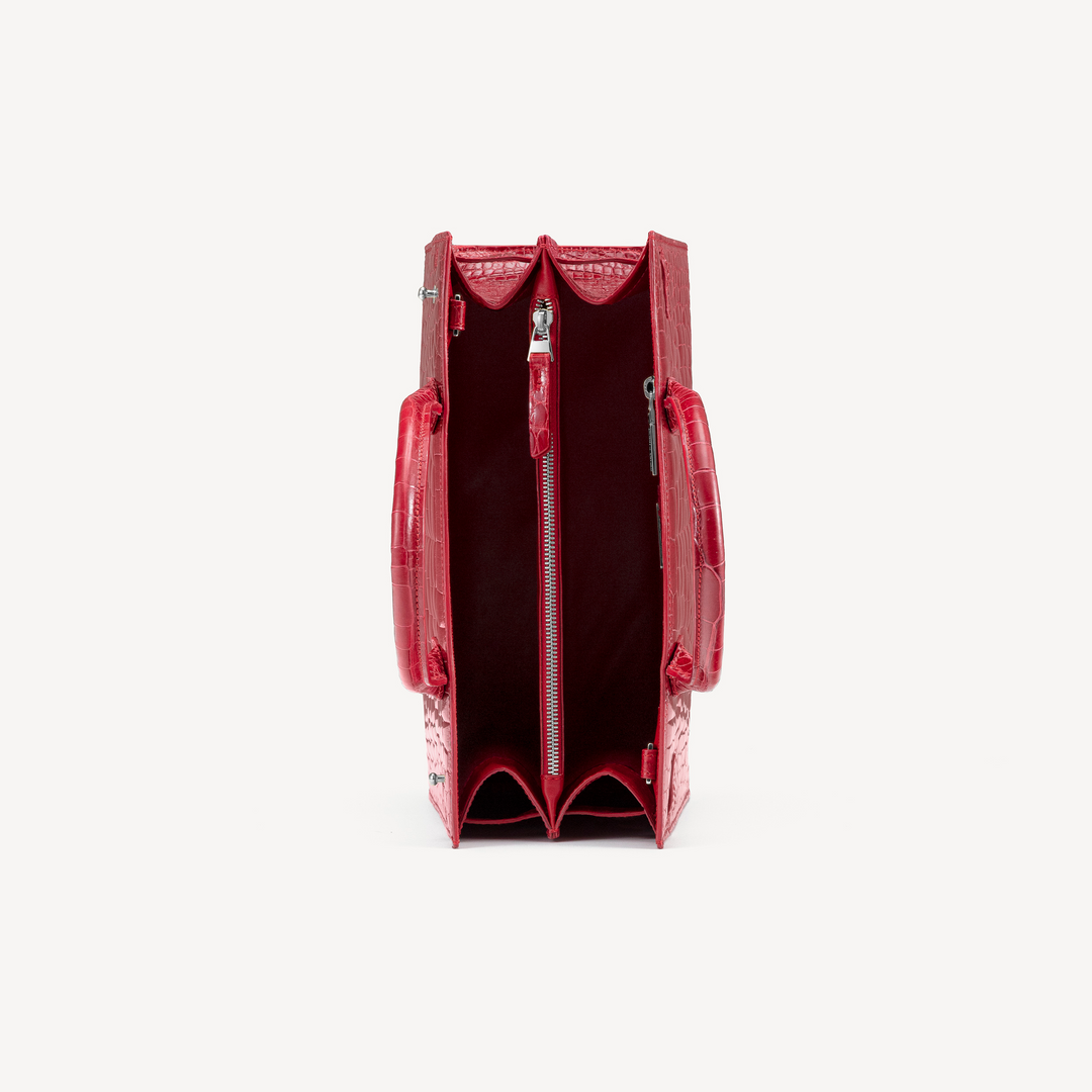 Bag, Crocodile Leather, VLogo 14K White Gold