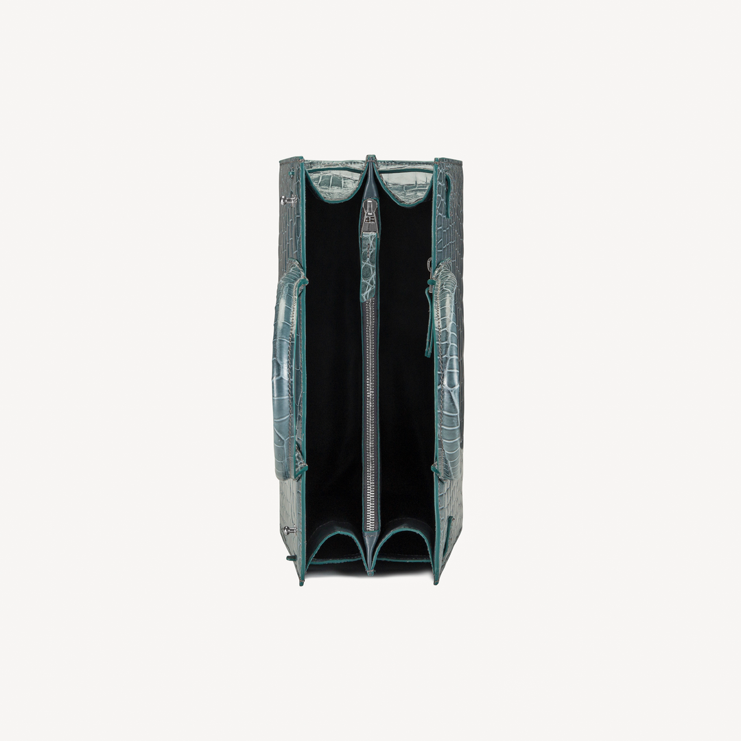 Bag, Crocodile Leather, 14K White Gold VLogo with 15 Diamonds