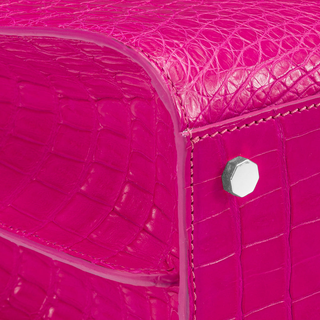 Bag, Crocodile Leather, 14K White Gold VLogo