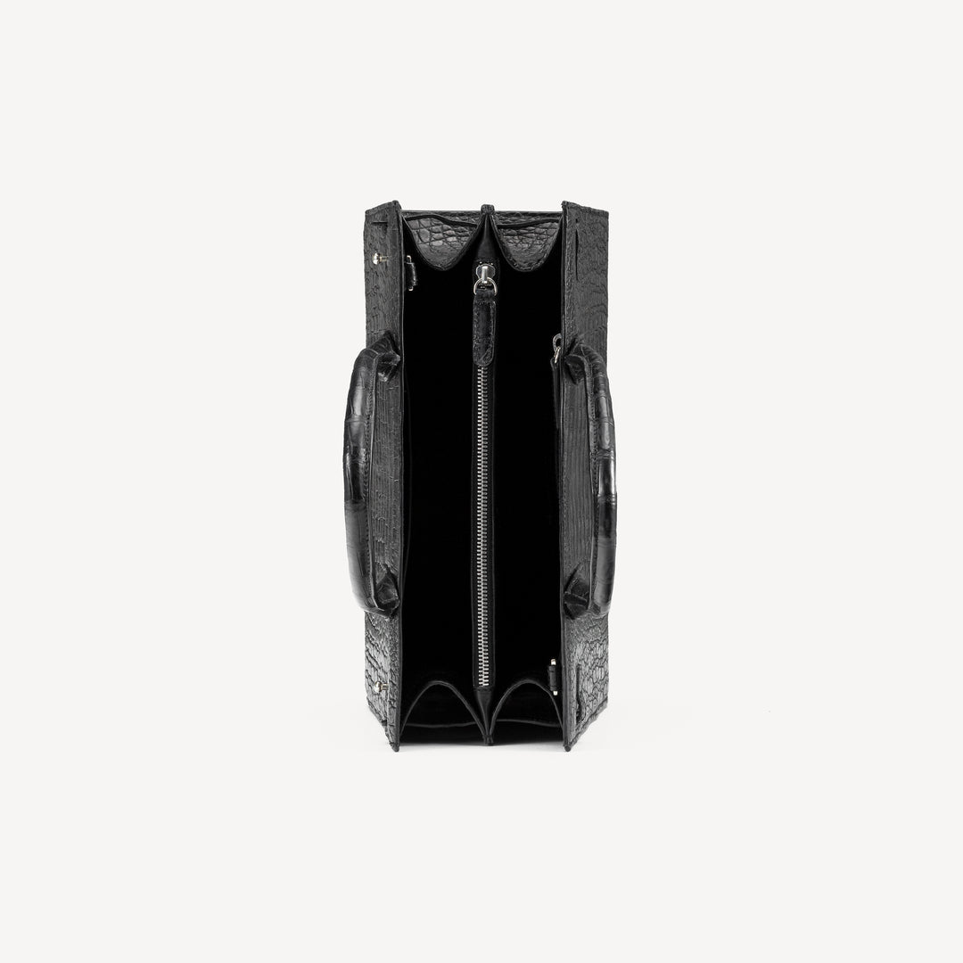 Bag, Crocodile Leather, VLogo 14K White Gold with 15 Diamonds