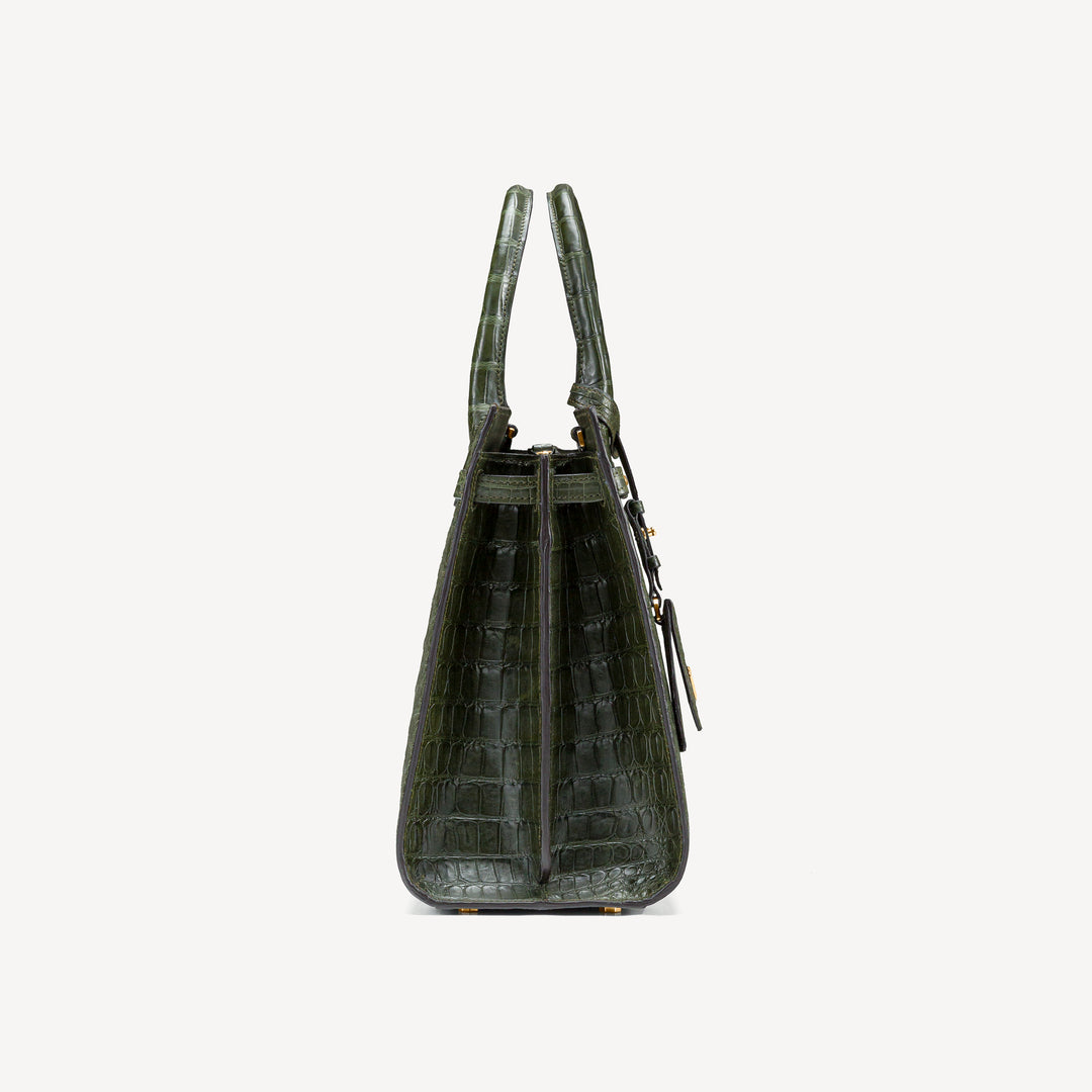 Bag, Crocodile Leather,14K Yellow Gold VLogo 