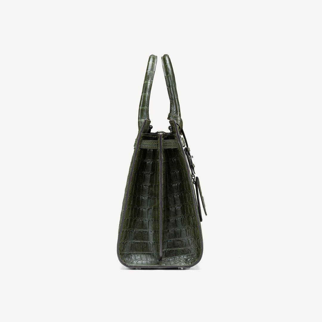 Bag, Crocodile Leather, VLogo 14K White Gold with 15 Diamonds