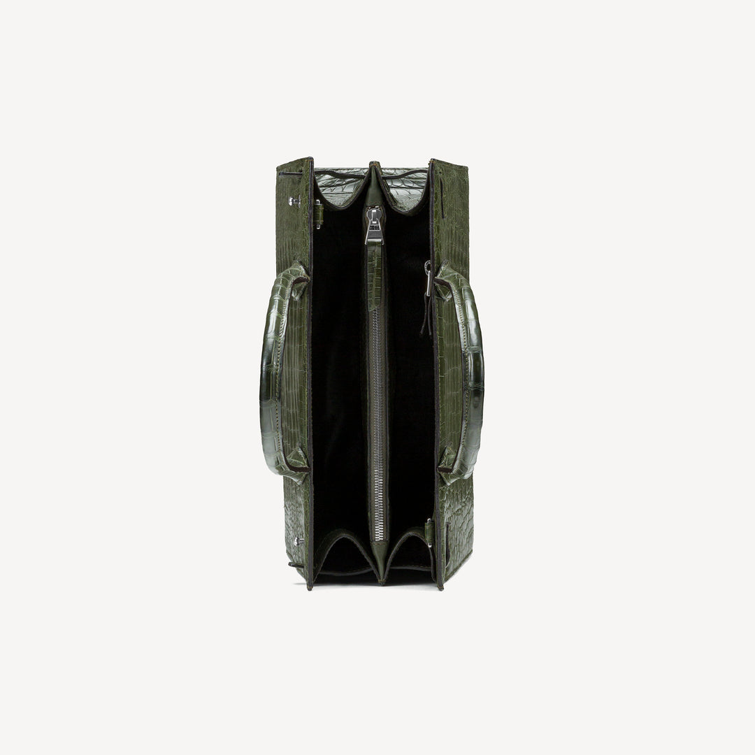 Bag, Crocodile Leather, 14K White Gold VLogo