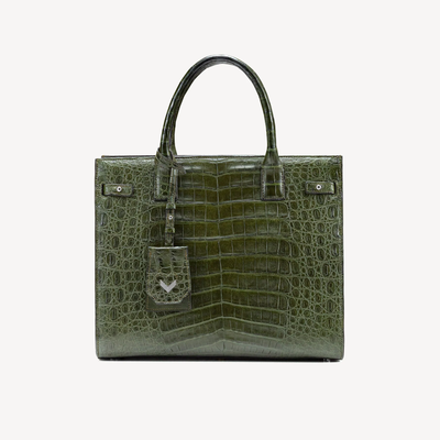 Bag, Crocodile Leather, 14K White Gold VLogo