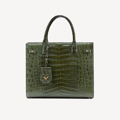 Bag, Crocodile Leather,14K Yellow Gold VLogo 