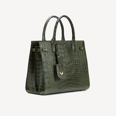 Bag, Crocodile Leather,14K Yellow Gold VLogo 