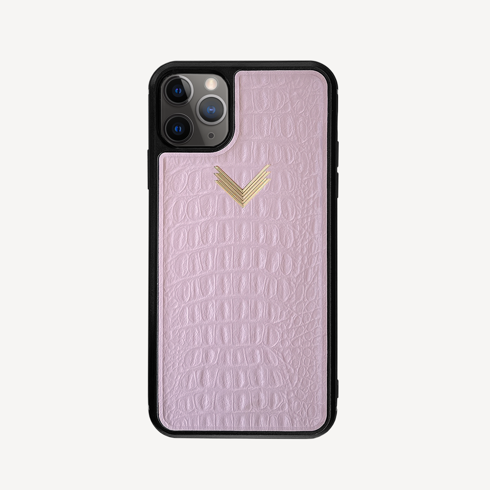 iPhone 11 Pro Phone Case, Calf Leather, Alligator Texture