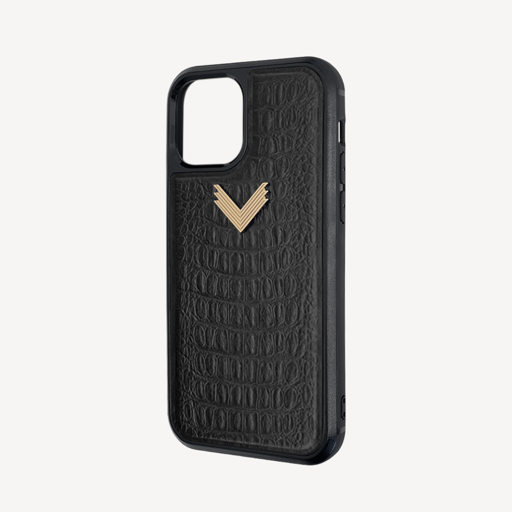 iPhone 12 Pro Max Phone Case, Calf Leather, Alligator Texture