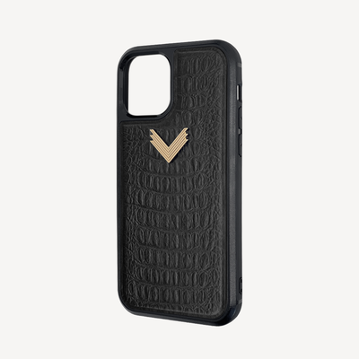 iPhone 12 Mini Phone Case, Calf Leather, Alligator Texture