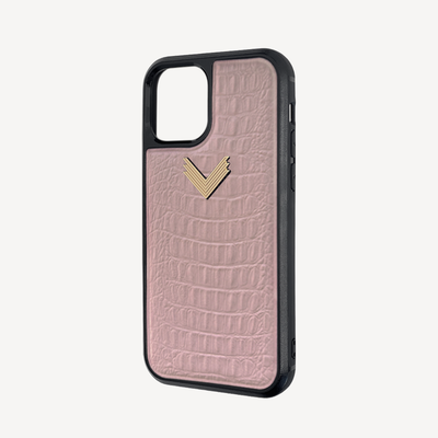 iPhone 12 Mini Phone Case, Calf Leather, Alligator Texture