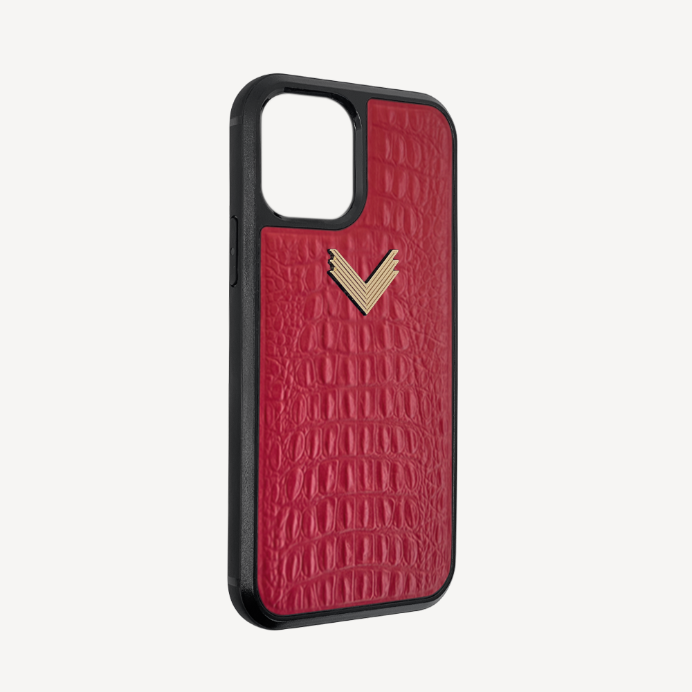 iPhone 12 Pro Max Phone Case, Calf Leather, Alligator Texture