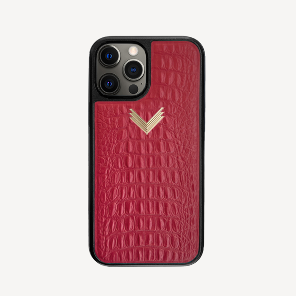 iPhone 12 Pro Max Phone Case, Calf Leather, Alligator Texture