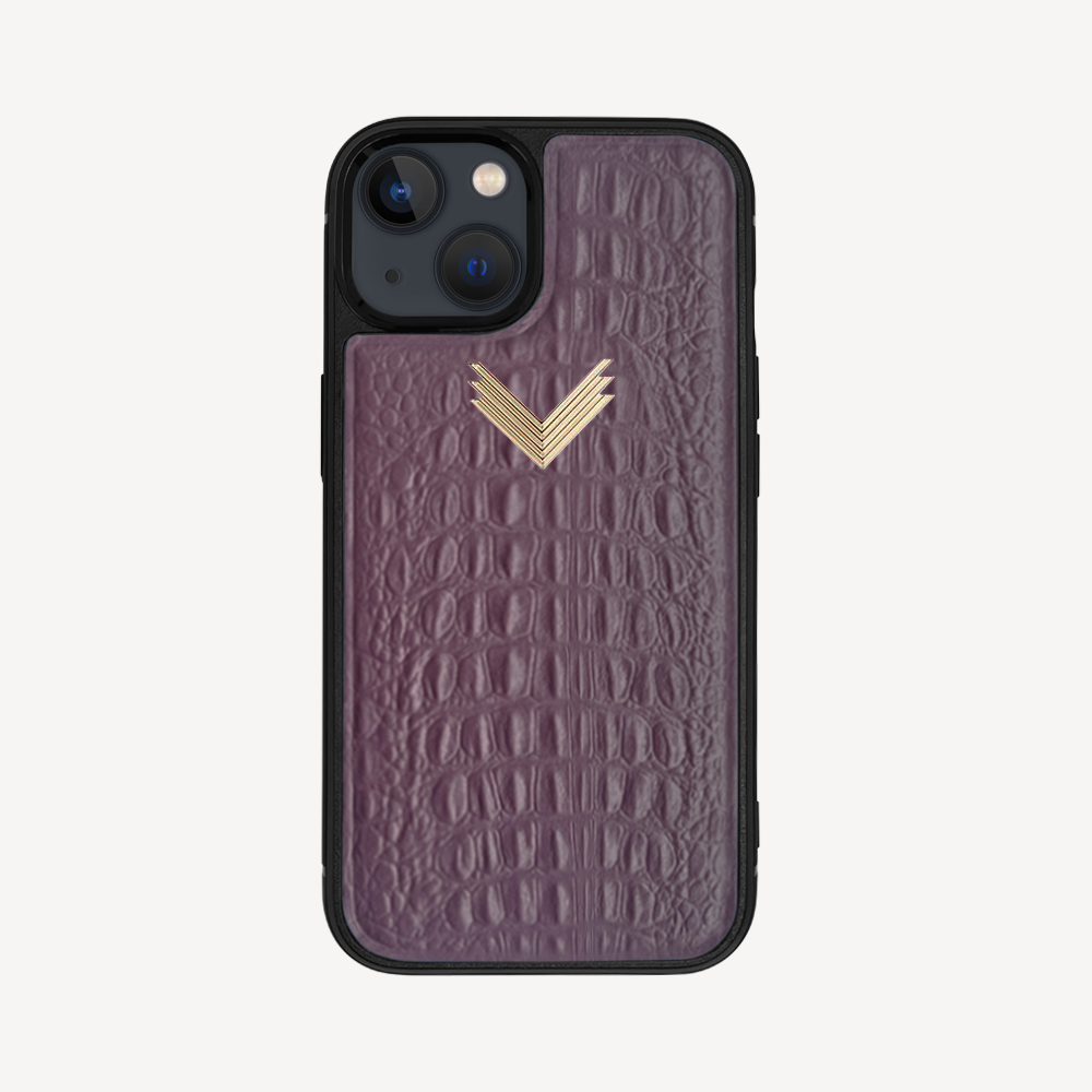 iPhone 13 Mini Phone Case, Calf Leather, Alligator Texture
