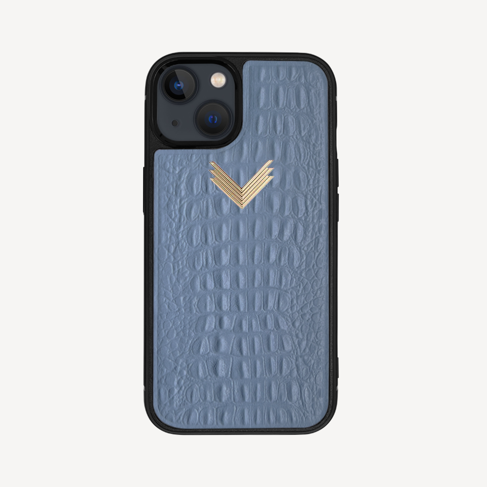 iPhone 13 Mini Phone Case, Calf Leather, Alligator Texture