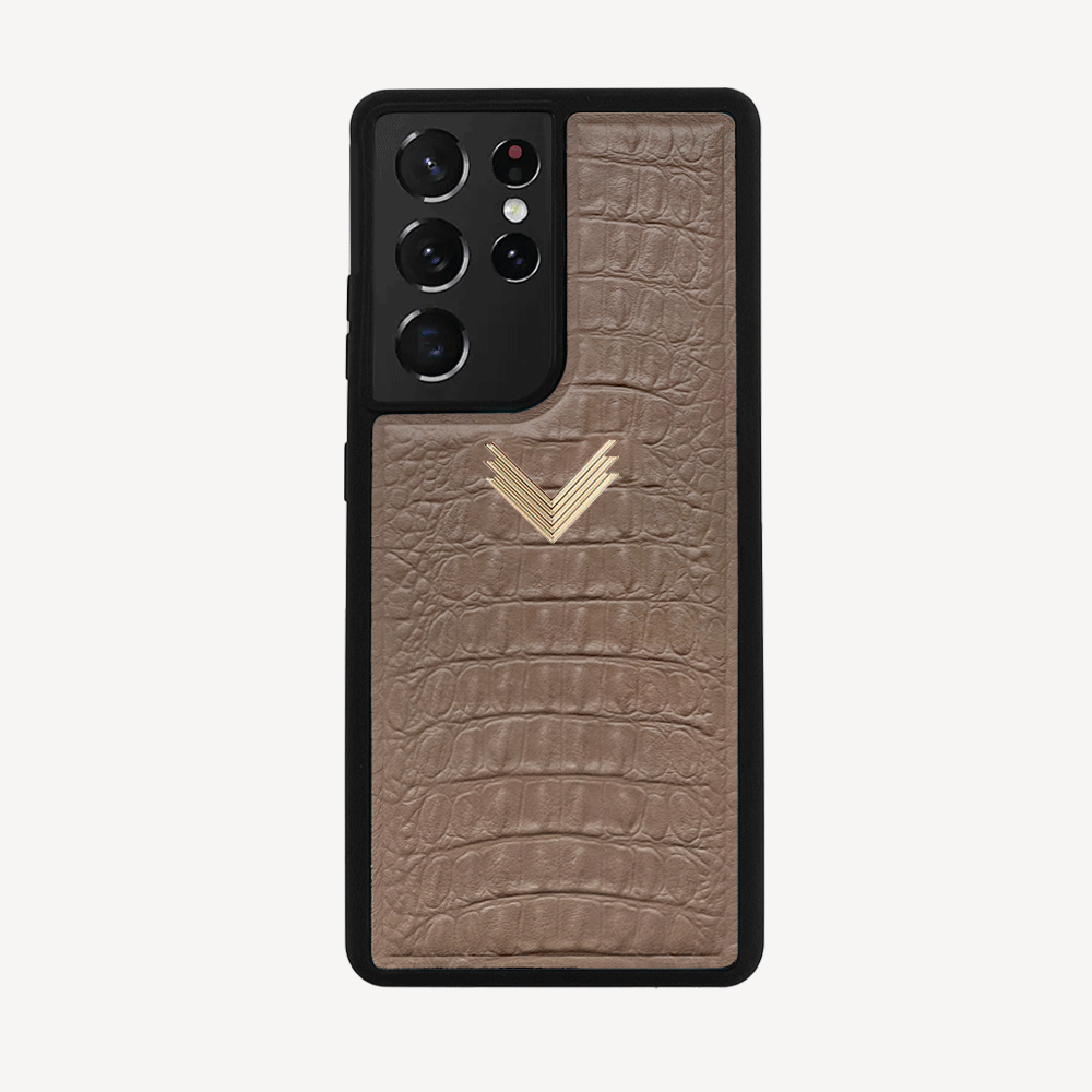 Samsung S21 Ultra Phone Case, Calf Leather, Alligator Texture