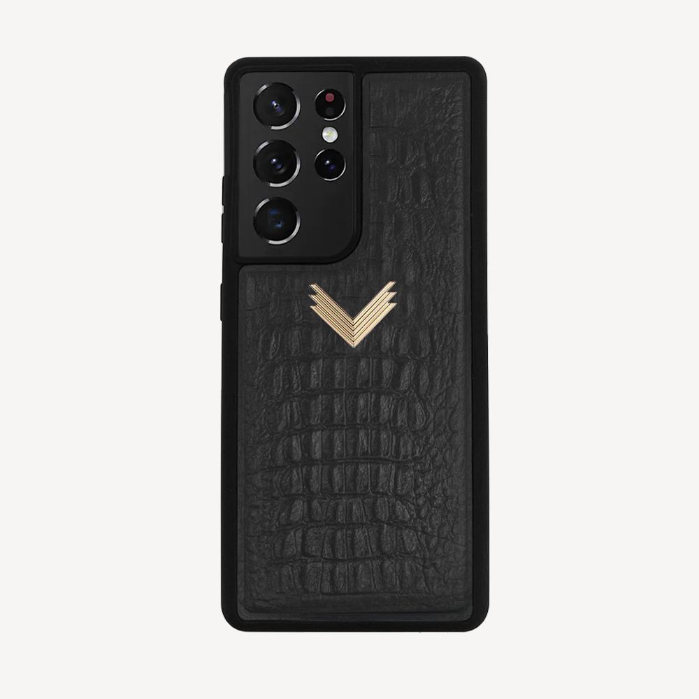 Samsung S21 Ultra Phone Case, Calf Leather, Alligator Texture