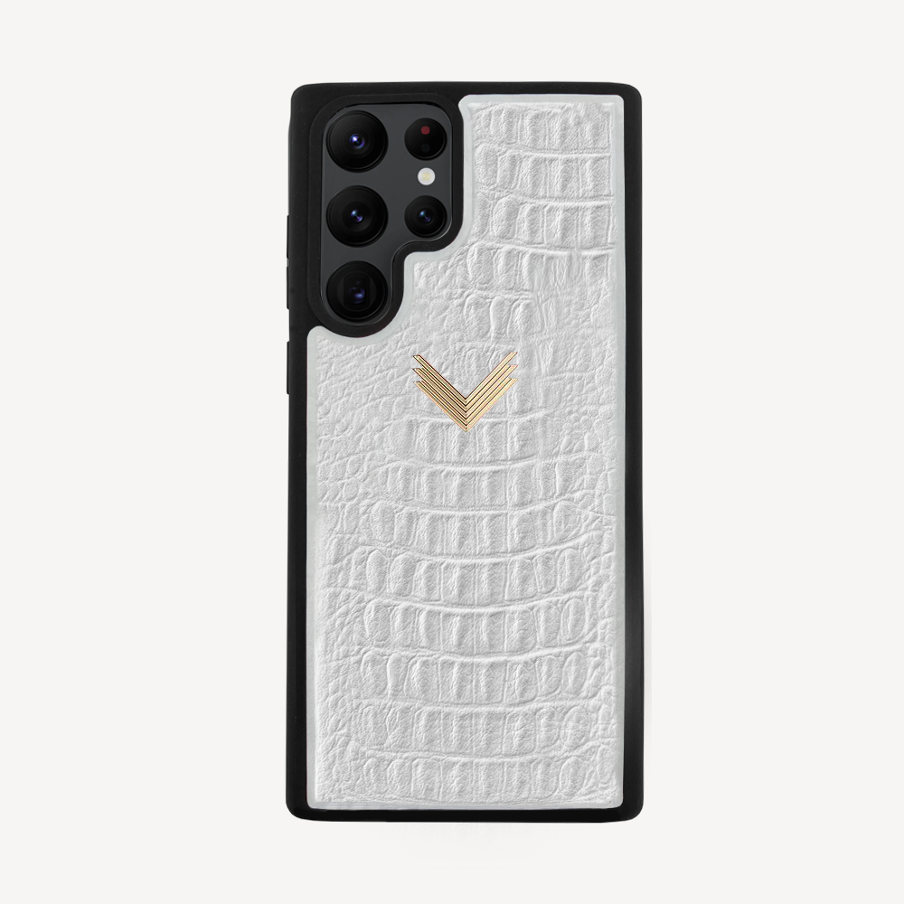 Samsung S22 Ultra Phone Case, Calf Leather, Alligator Texture
