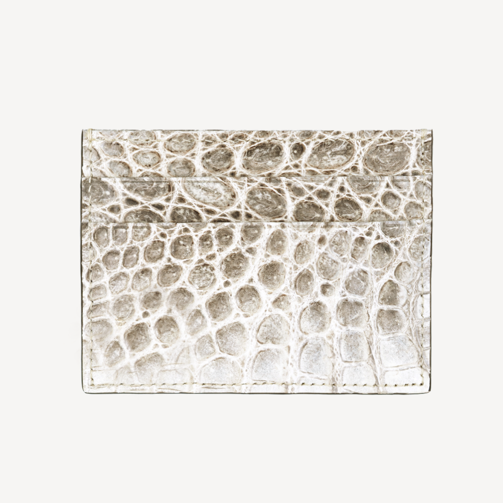 MM Card Holder, Himalayan Crocodile Leather, 14K White Gold VLogo