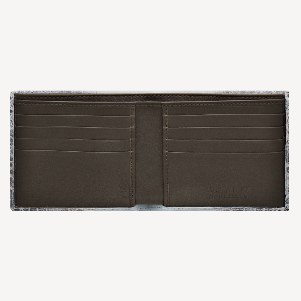 Classic Wallet, Crocodile Leather Himalaya, 14K Yellow Gold VLogo