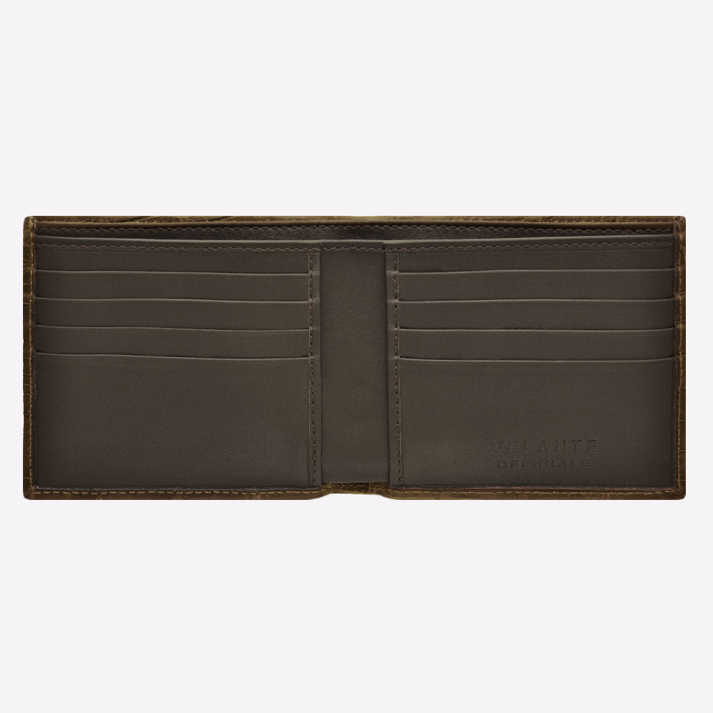 Classic Wallet, Crocodile Leather, VLogo 14K White Gold