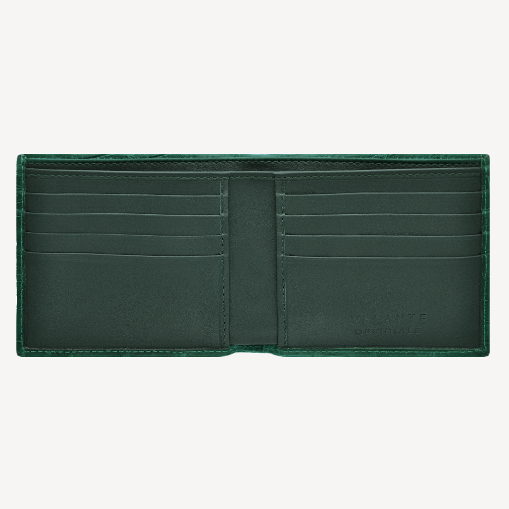Classic Wallet, Crocodile Leather, VLogo 14K White Gold
