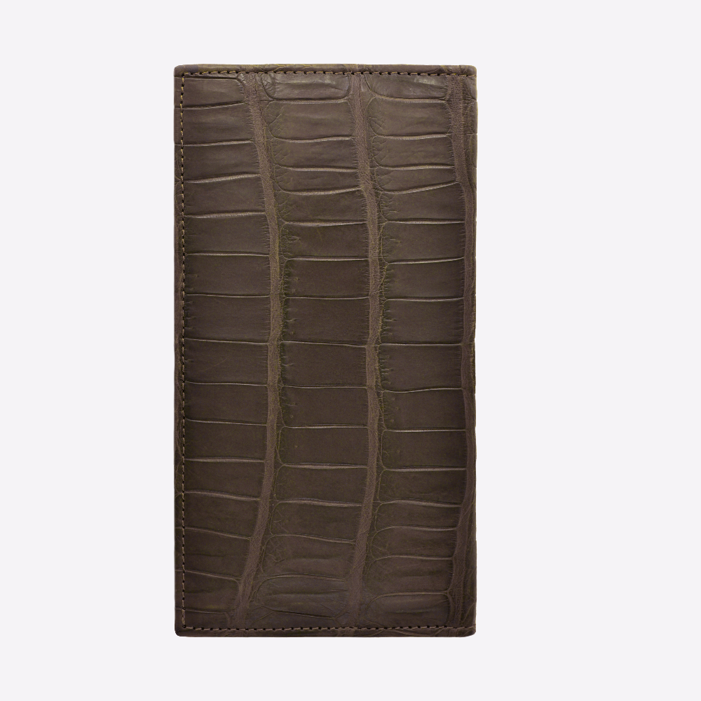 Bifold Wallet, Crocodile Leather, VLogo 14K Yellow Gold