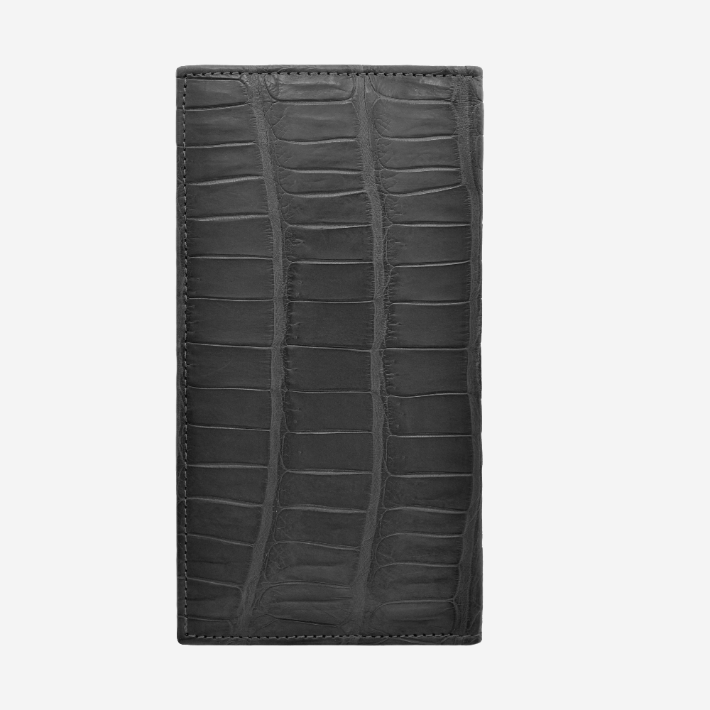 Bifold Wallet, Crocodile Leather, VLogo 14K White Gold