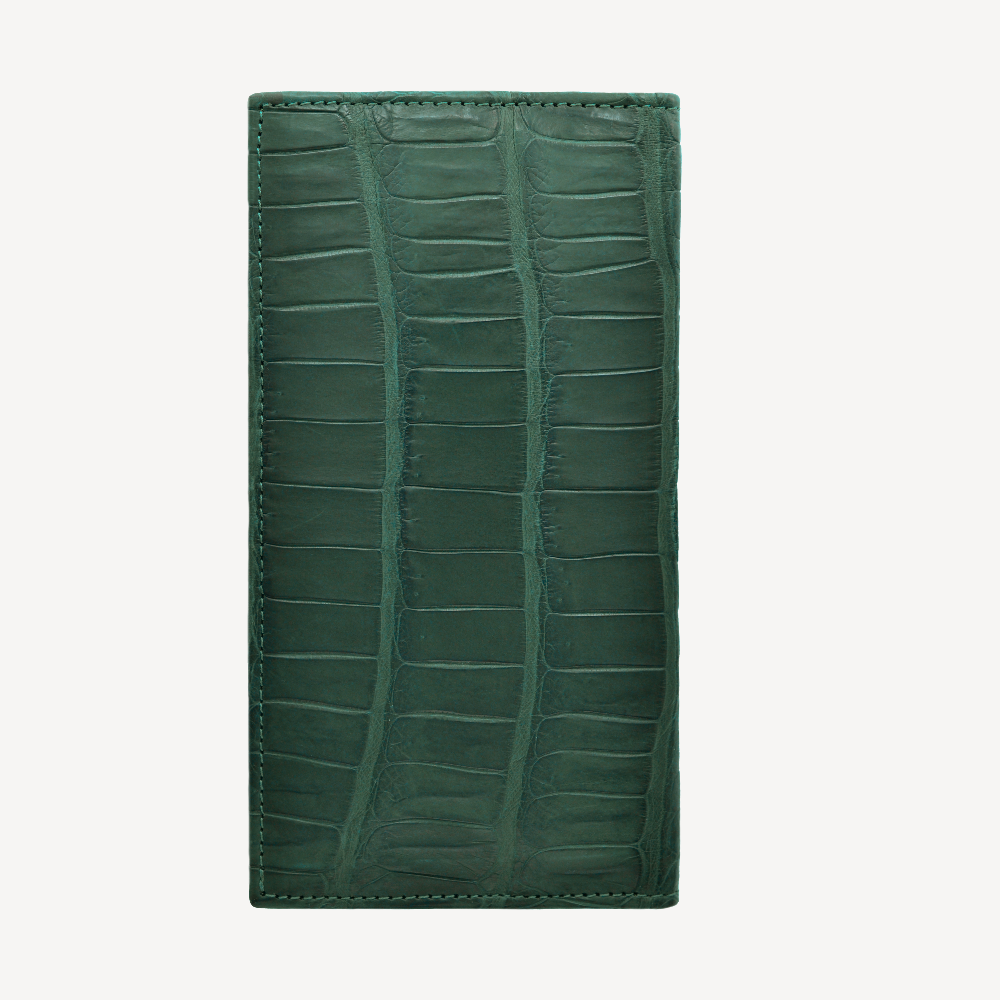 Bifold Wallet, Crocodile Leather, VLogo 14K White Gold